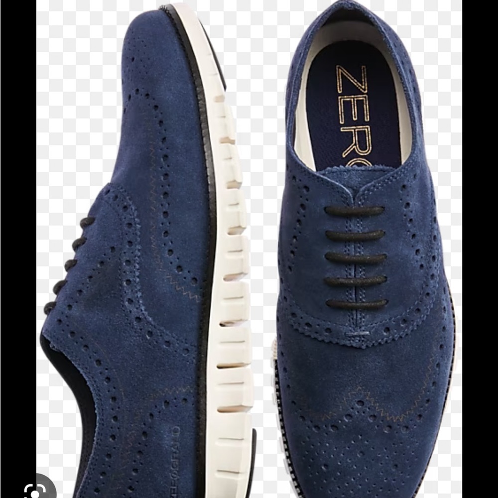 Cole Haan Zerogrand Navy Suede Wingtip Oxfords Men’s Size 7.5